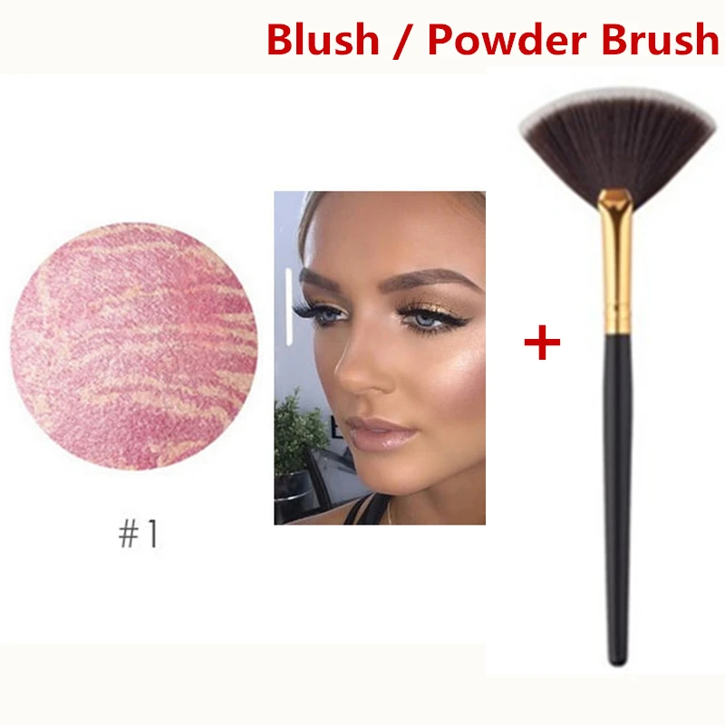 1 with blush brush FOCALLURE макияж Запеченные Румяна 6 цветов Профессиональный щек бронзатор Blushe Высокое качество Макияж Красота Новая мода косметика - Цвет: 1 with blush brush