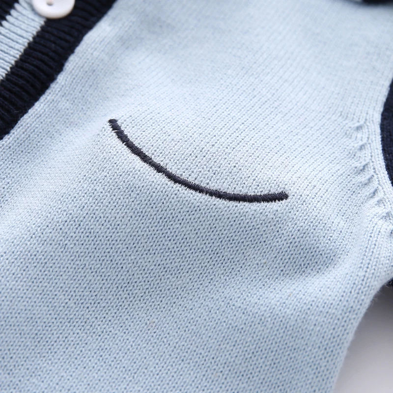 2018 весенний вязаный комбинезон для мальчиков 100% хлопок синий джемпер с длинными