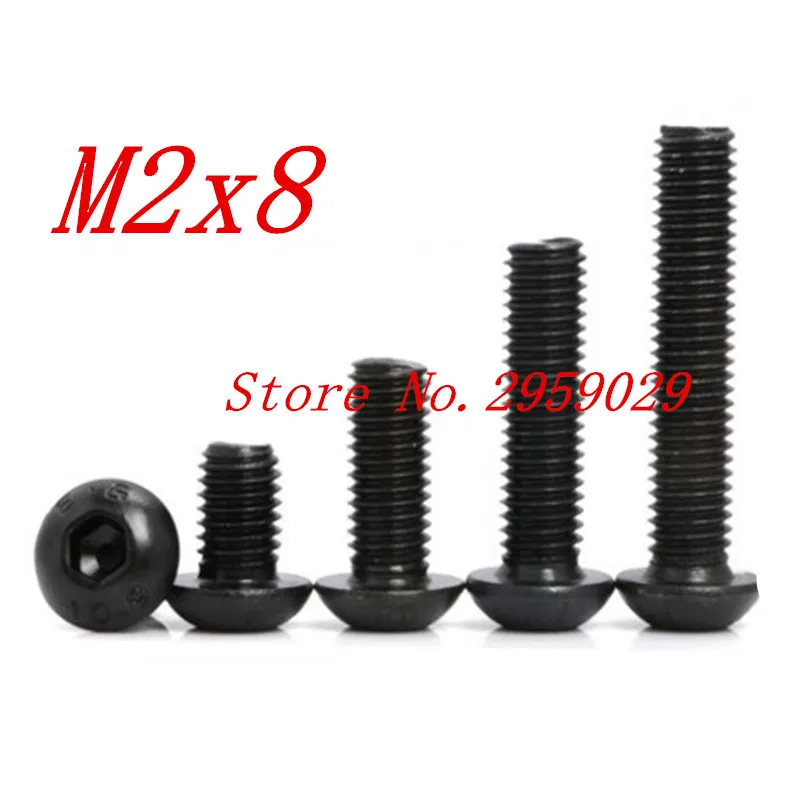 1000 шт. ISO7380 m2 * 8 M2 x мм сталь с черной шестигранной головкой|head screw|screw screwm2 8mm |