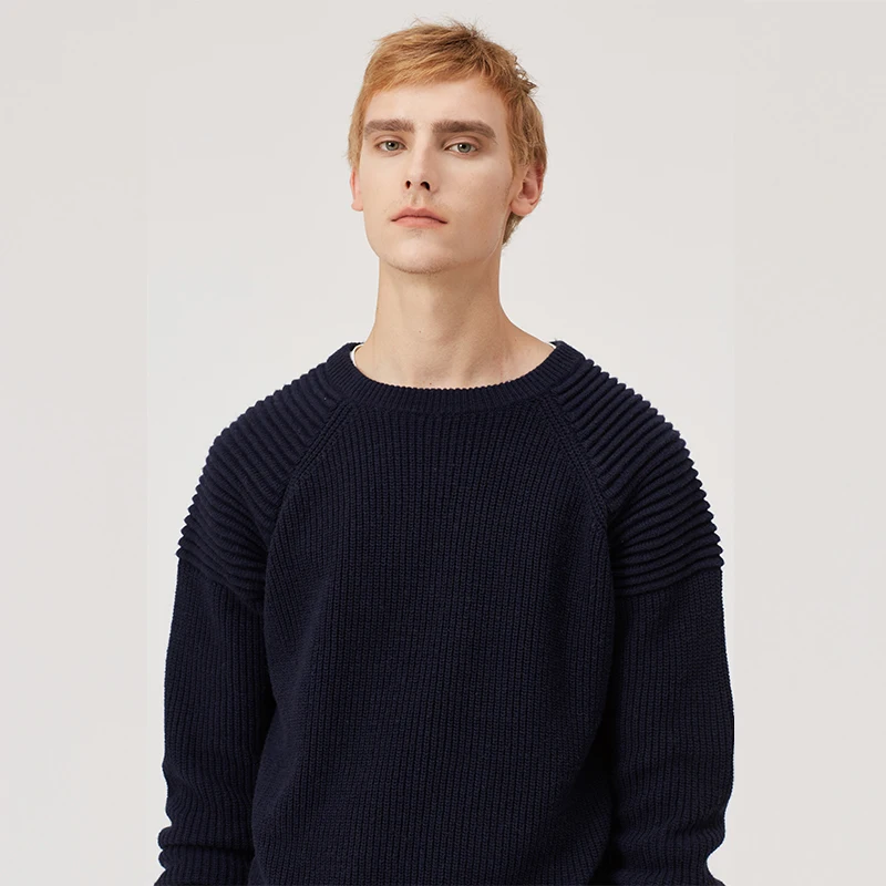 Зимние толстые теплые свитеры с круглым вырезом без марки 2018 мужские