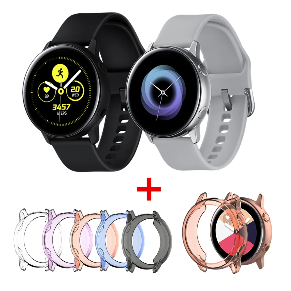 Силиконовый ремешок для наручных часов 2 в 1 спортивный Samsung Galaxy Watch Active защитный