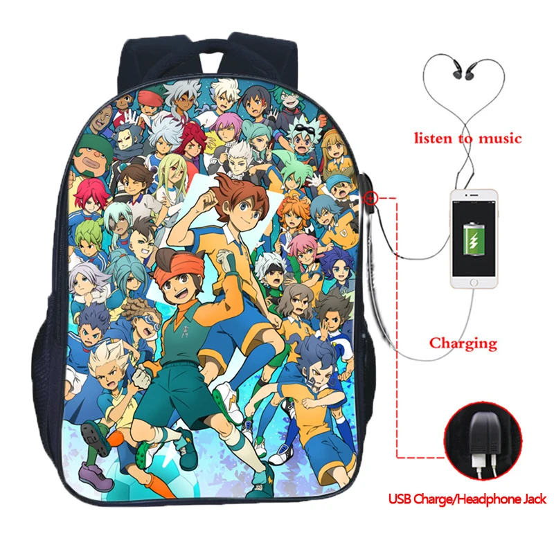 Рюкзак Inazuma Eleven Go для мужчин и женщин красивая школьная сумка с USB-зарядкой