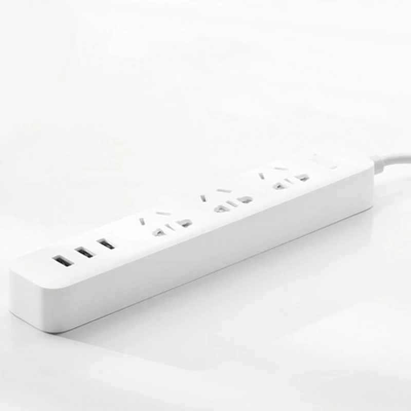 White Xiaomi power Strip с 3 Usb удлинитель Разъем многофункциональная Быстрая зарядка силовая полоса 10a 250 v 2500 w - Цвет: White