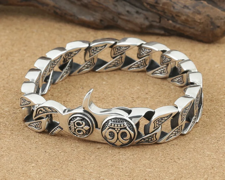 Мужские ювелирные изделия ручной работы 100% Стерлинговое Серебро 925 пробы браслет