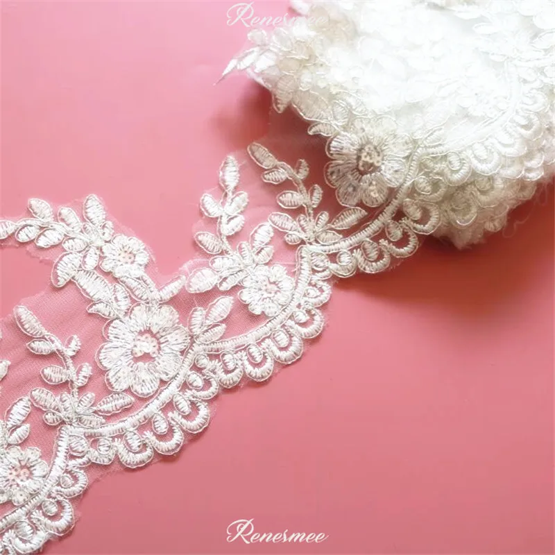 Нежный 2Yd серебряного кординга заполнить цвета слоновой кости ткань цветок