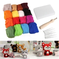 diy 16 colors wool 9 needles felting handle mat set starter tool kit