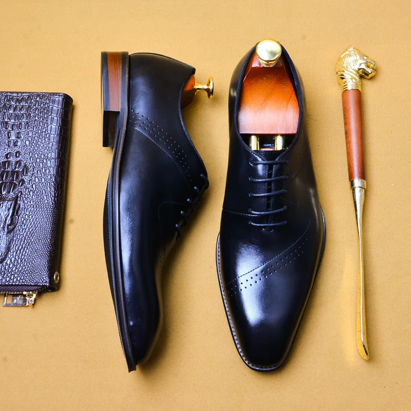 

Autumn Brand mens formal shoes genuine leather oxford shoes for men black 2020 dress shoes wedding shoes laces leather brogues