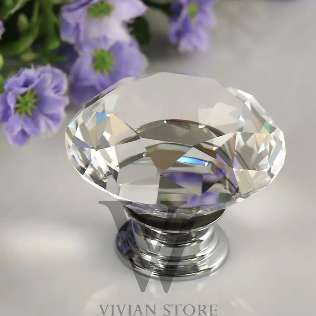 1 pc 2017 New 30mm Diamond Clear Crystal Glass Door Pull Drawer Cabinet Furniture Accessory Handle Knob Screw Hot Worldwide |