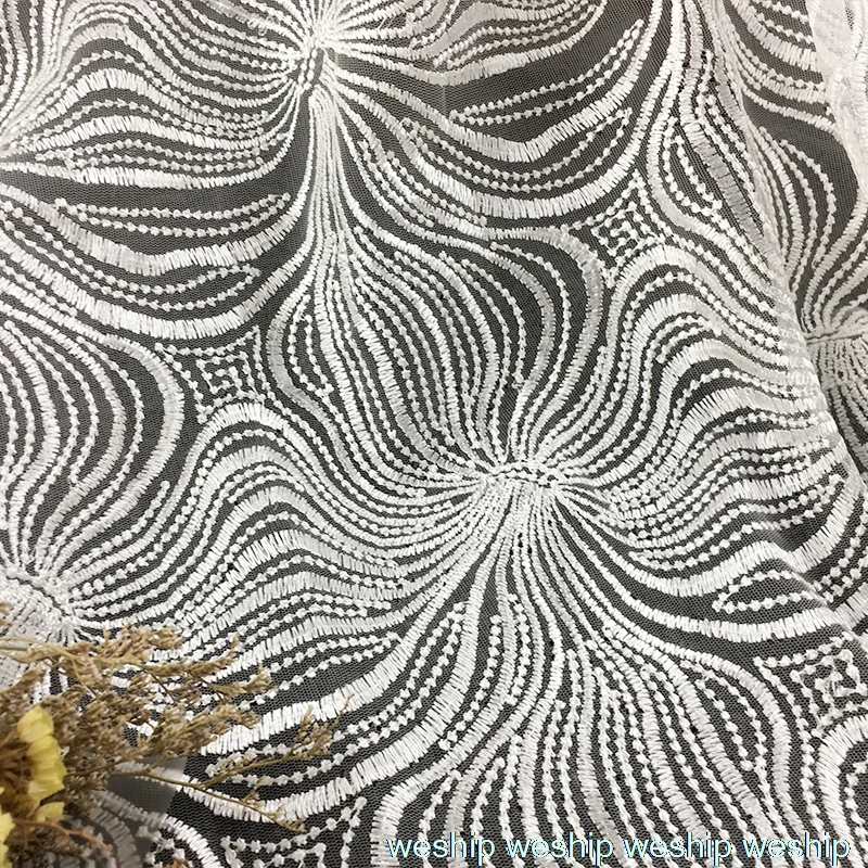 2 ярдов белая ажурная Пряжа Ткань вышивка кружевная сетка ткань свадебное платье