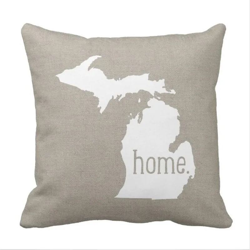 Персонализированный Чехол из искусственного льна с изображением подушки штата