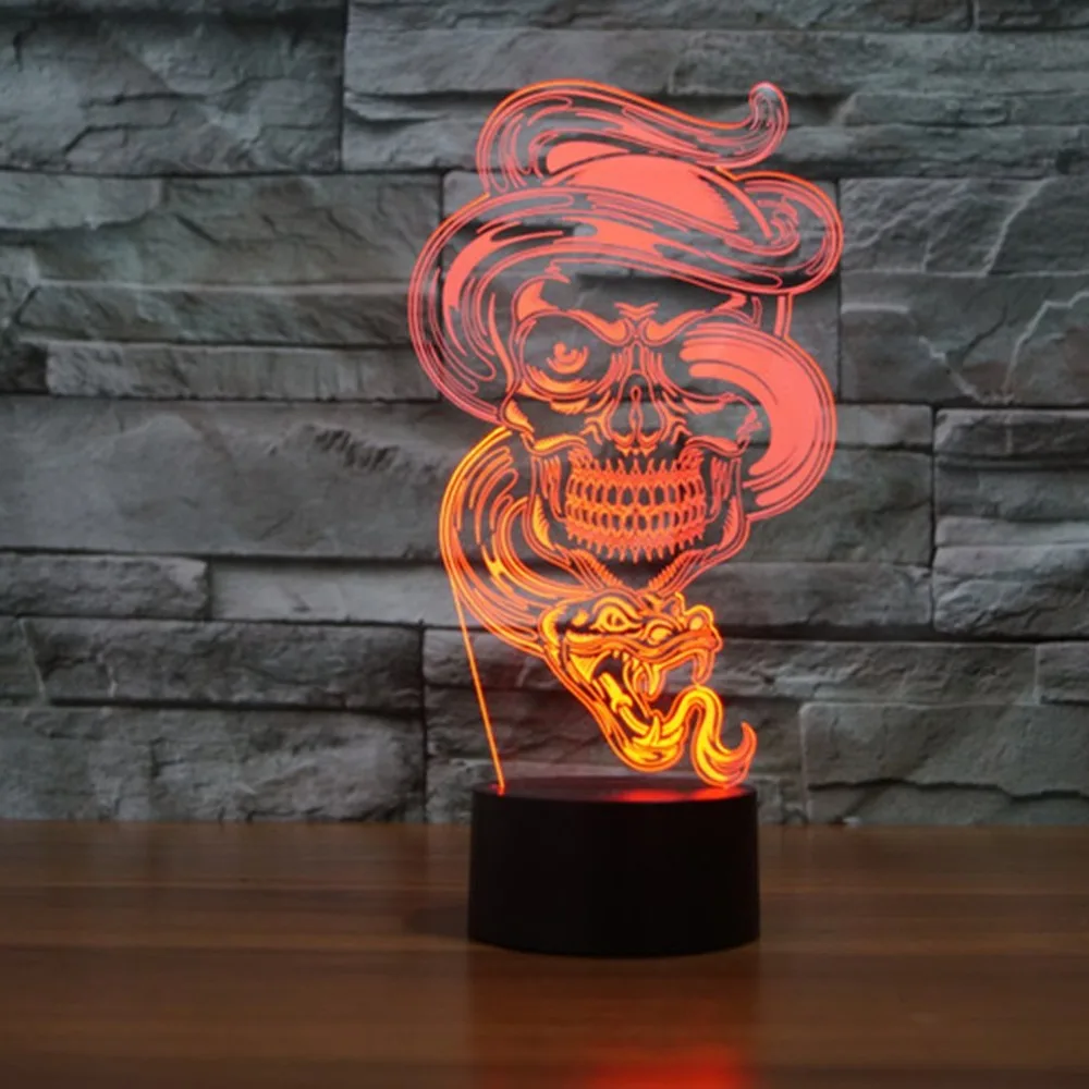 7 цветов Изменение Настольная лампа форма призрака Touch 3D светодио дный