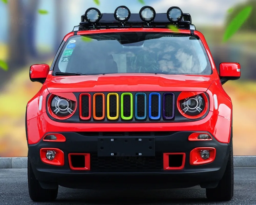 MOPAI гоночные грили для Jeep Renegade+ красочная Передняя решетка автомобиля декоративная крышка для Jeep Renegade автомобильные аксессуары Стайлинг