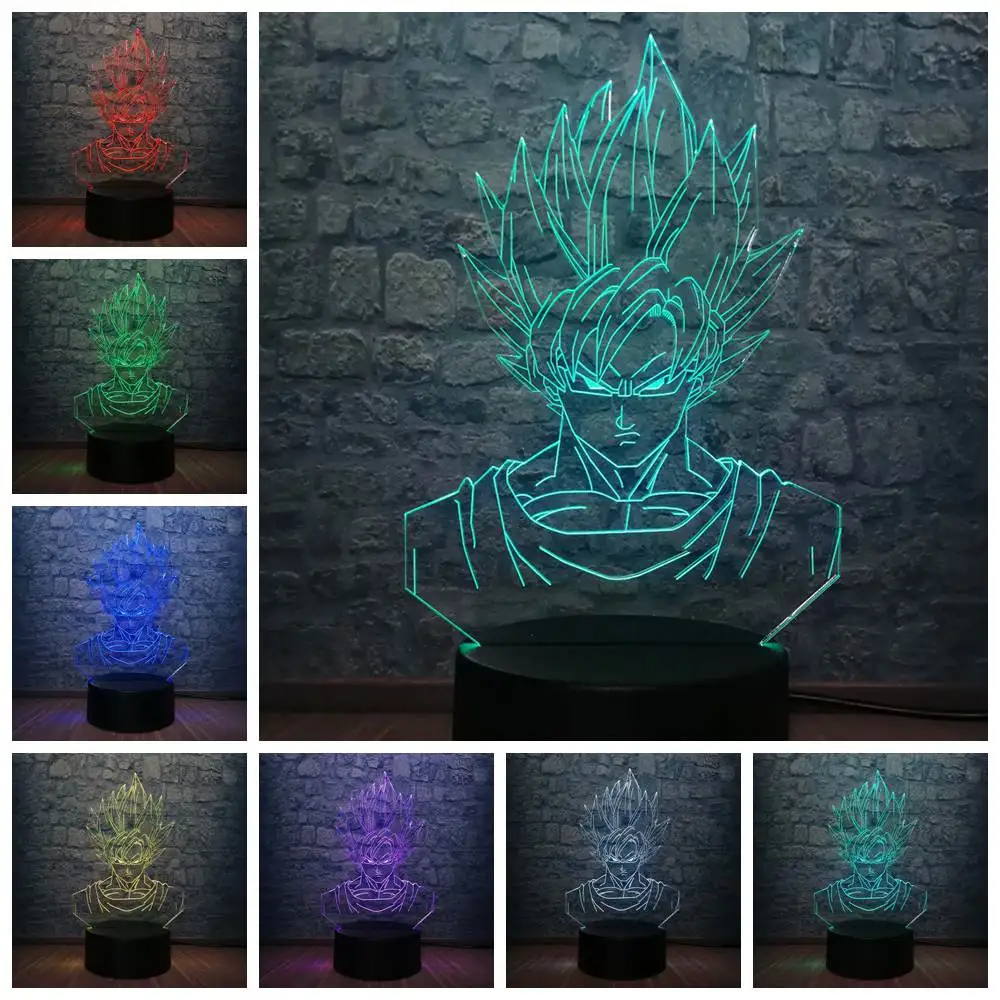 Dragon Ball Saiyan Monkey King 7 цветов светодиодный 3d-ночник настольная лампа домашний декоративный креативный подарок на день рождения Рождество Детская игрушка