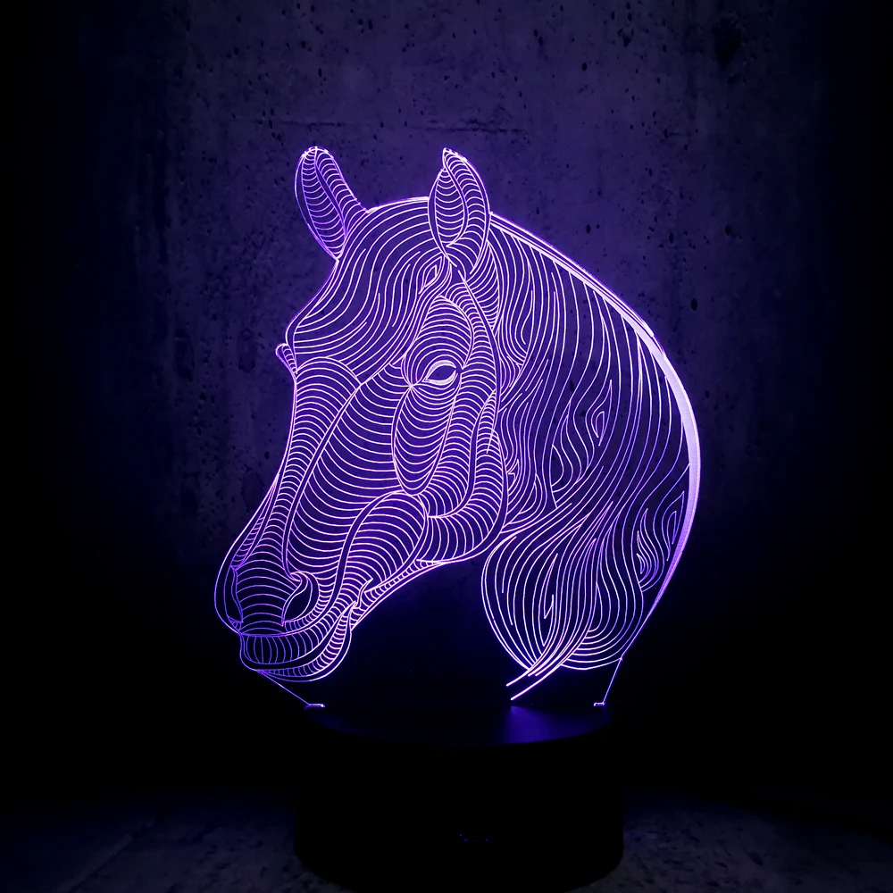 Голова Лошади животных ночные светильники 3D светодиодный USB лампа настольная