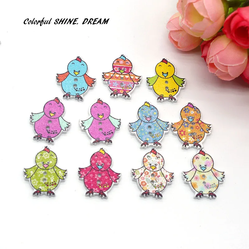 15 шт деревянные кнопки смешанного цвета в форме милой птички Швейные Кнопки