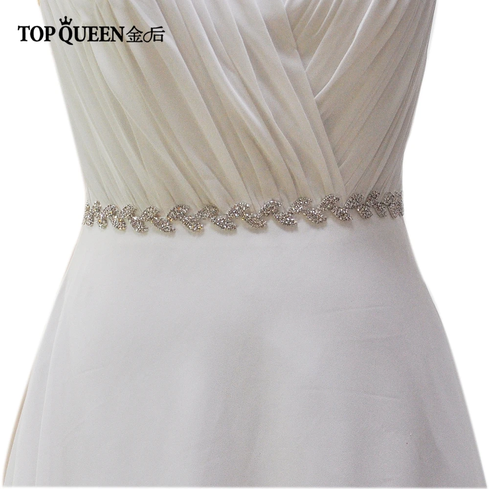 TOPQUEEN S198 Стразы с бриллиантами красивый цвет женский свадебный ремень свадебный пояс Серебряная тонкая лента