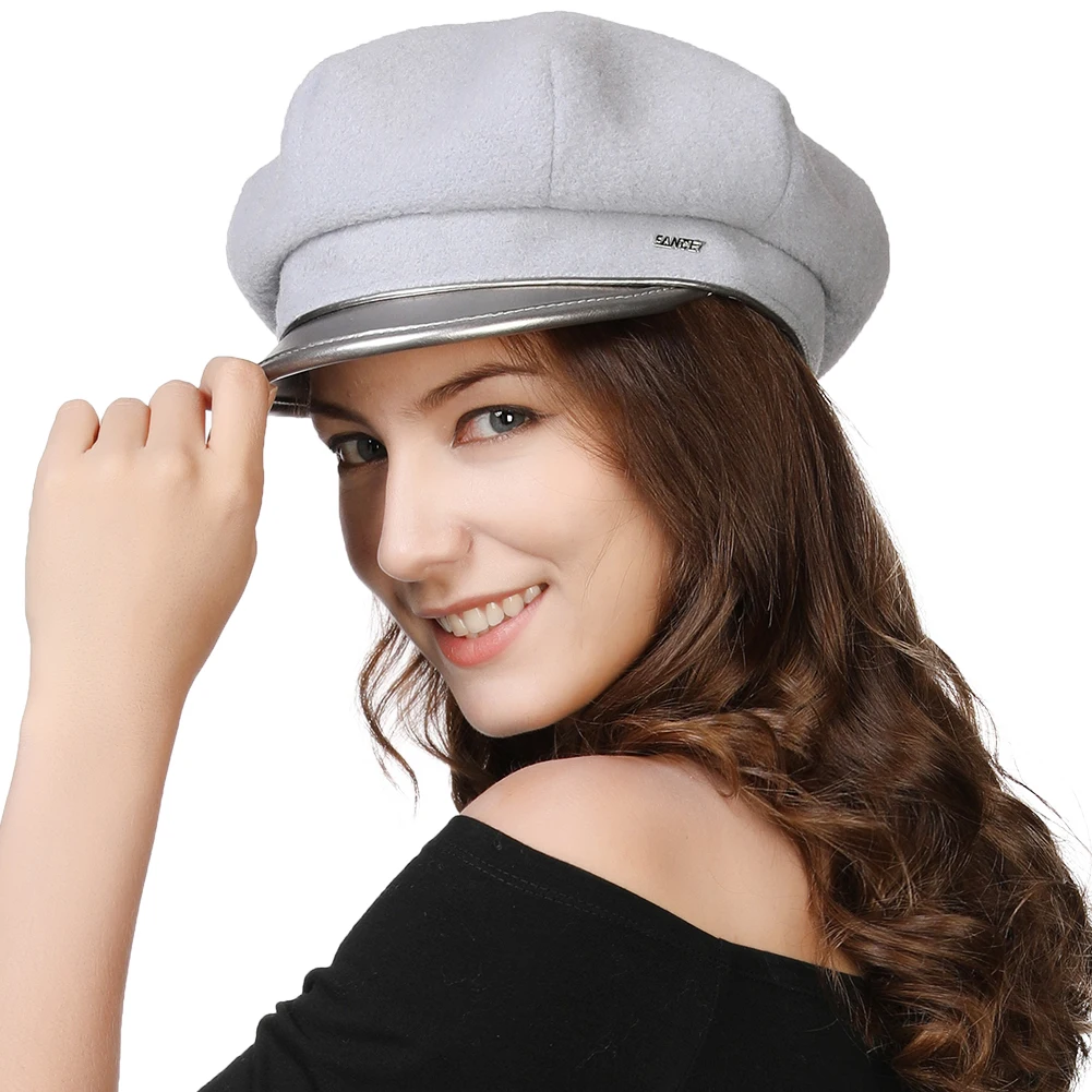 Осень-зима женские береты FANCET однотонные из шерсти с 4 панелями, элегантные шапки с регулируемым козырьком, мягкий шапо, горрос. Женский 99093.