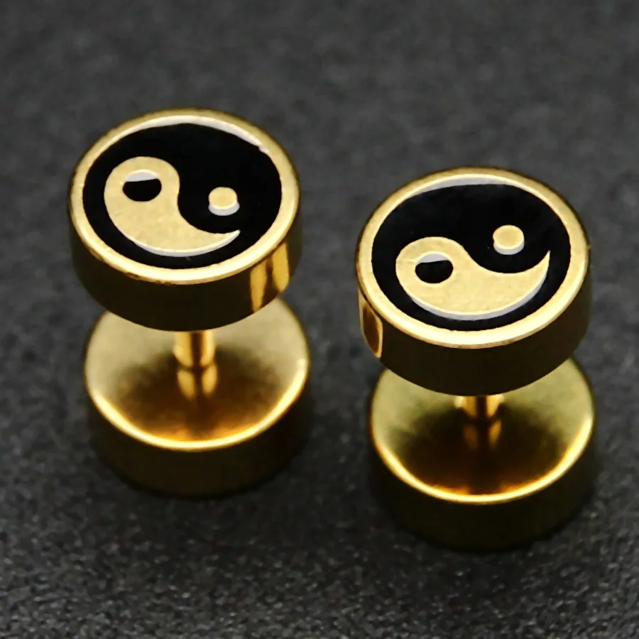 Серьги гвоздики из нержавеющей стали в стиле Инь Янь 2 шт.|ear earrings|stainless steel stud