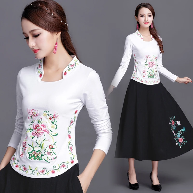 Традиционная китайская рубашка одежда для женщин с вышивкой 5XL Qipao элегантные