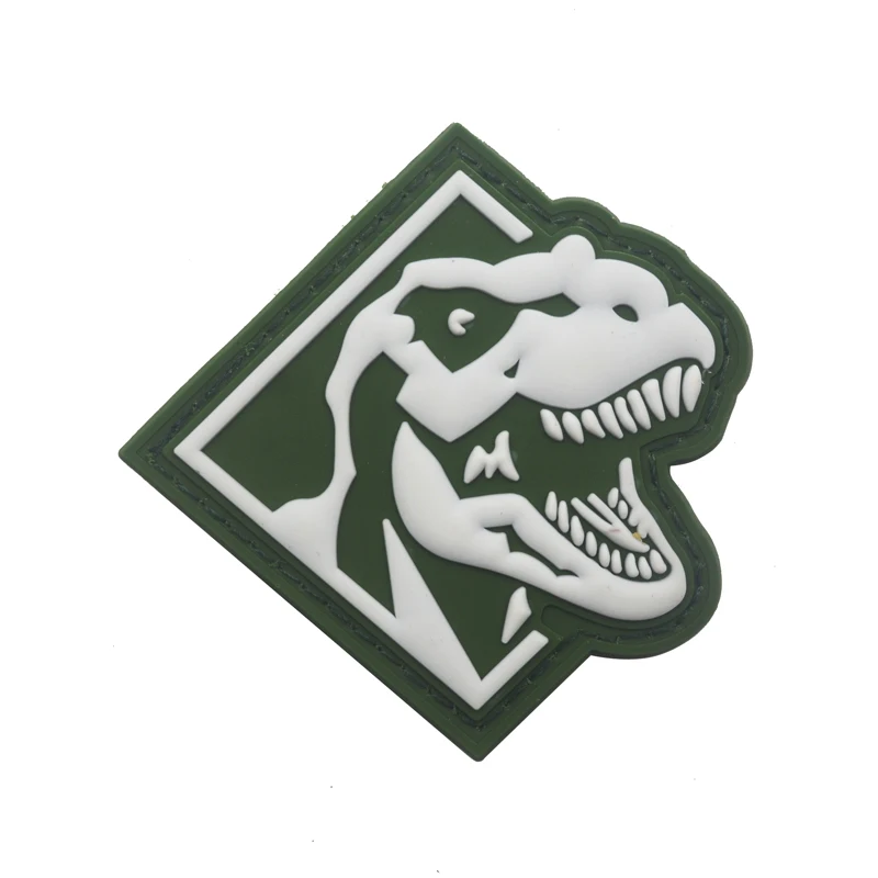 T-Rex T Rex king динозавры Трицератопс ПВХ патч военный боевой патчи тактические бейджи боевые патчи для рюкзак для одежды - Цвет: B GREEN glow in dark