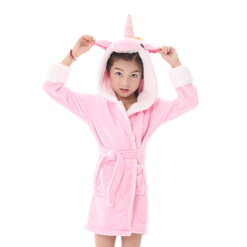 Kigurumi/детский банный халат с капюшоном в виде единорога; банный халат с изображением звезд и радуги; Пижама для мальчиков и девочек; детская одежда для сна; ночная рубашка