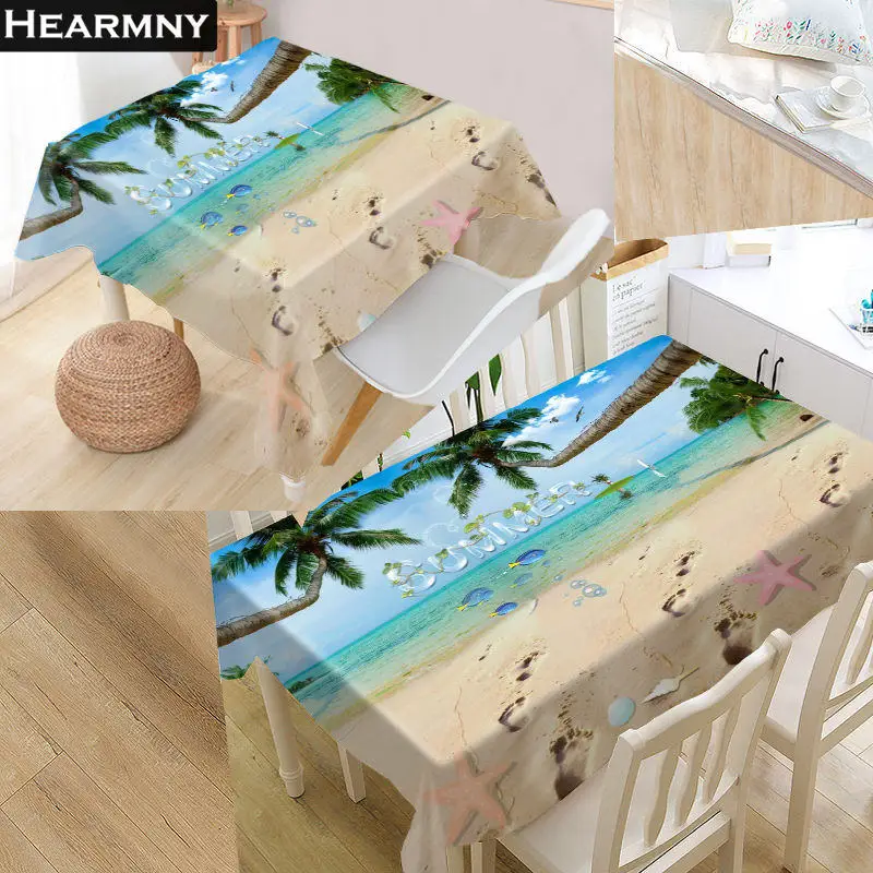 New Beach Palm 3D Tablecloth Waterproof Oxford Fabric Square/Rectangular For Wedding Table Cloth Cover TV Covers | Дом и сад