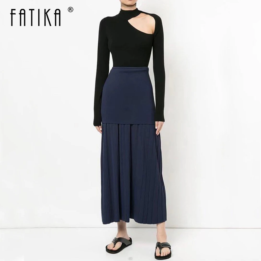 Женская трикотажная футболка Fatika базовая с длинным рукавом и вырезом