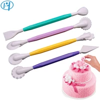 new 4pcs fondant cake decorating modelling tools 8 patterns flower decoration pen pastry carving cutter baking craft cake mold