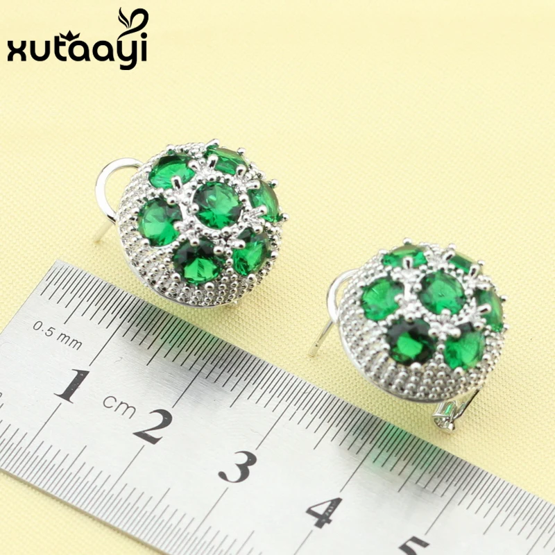 Женское кольцо Ювелирное Украшение с накладкой зеленым изумрудом|earrings bracelet|necklace