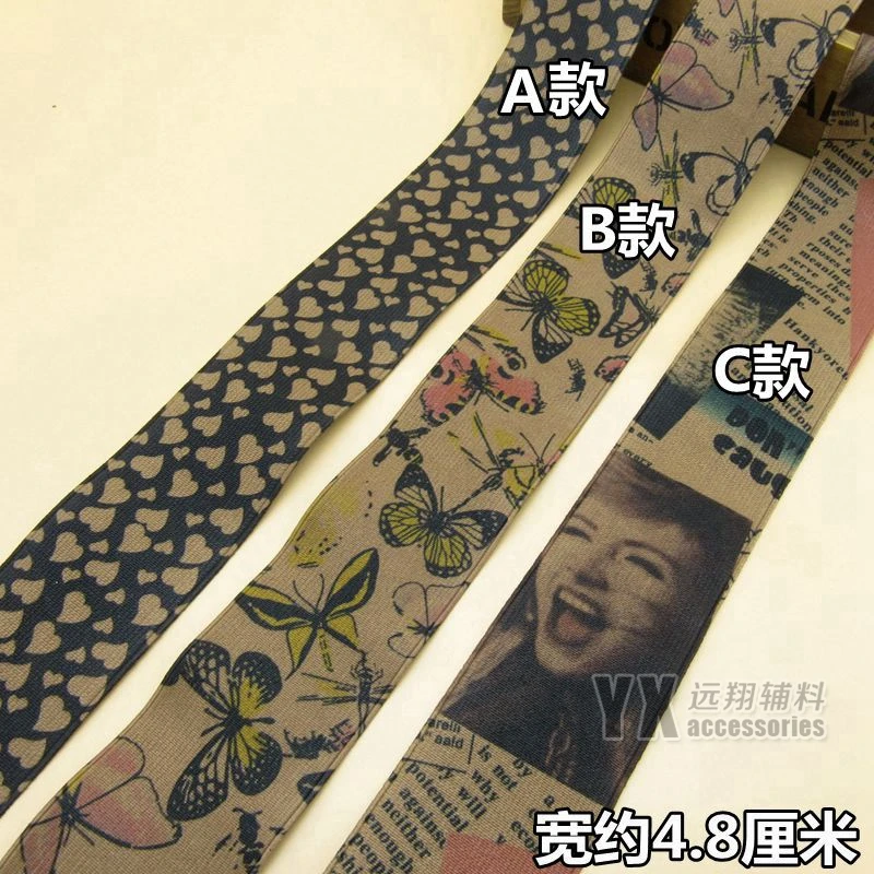 Новый дизайн 48 мм ширина Декор узор Ретро эластичные ленты 6 метров DIY платье