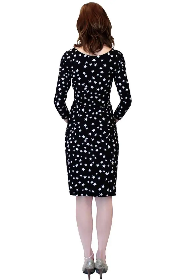 Осень 2016 женское облегающее платье с принтом звезд стиль знаменитостей спандекс