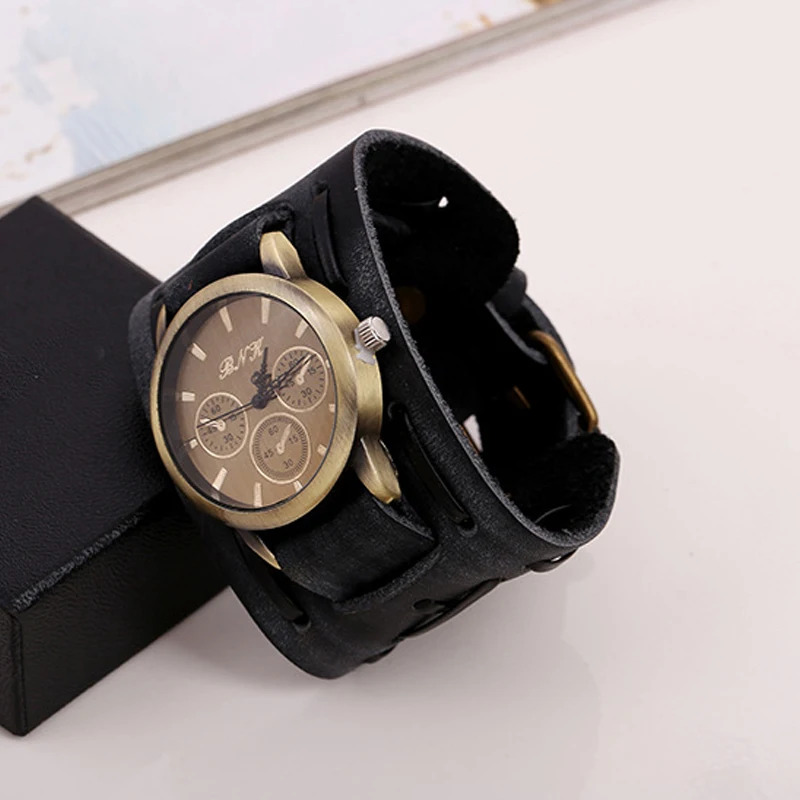 Мужские антикварные часы с подвесками браслеты из натуральной кожи широкие