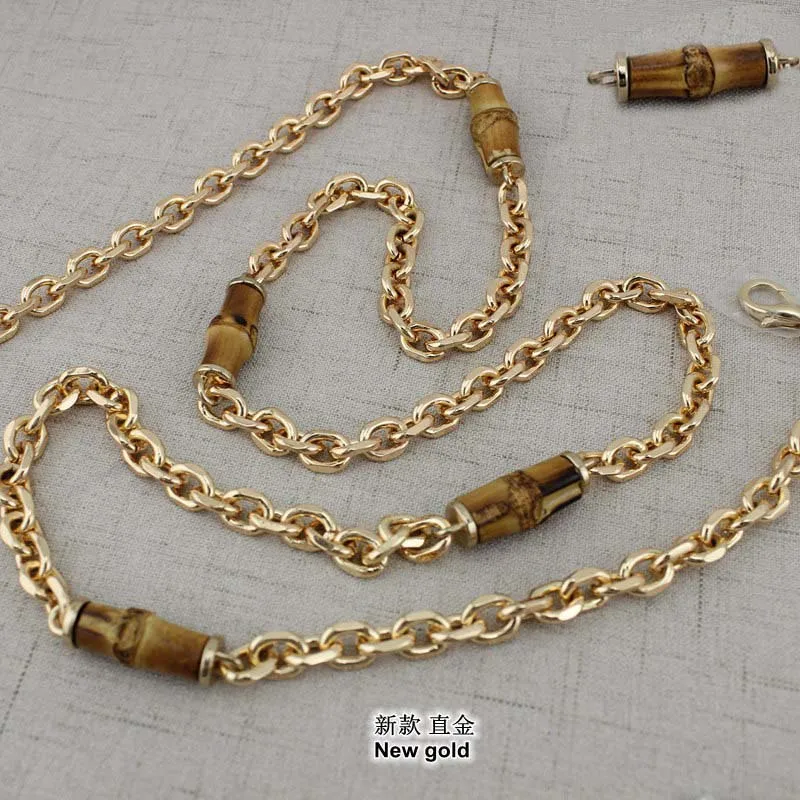 120cm new gold 1pc 10X9 см натуральные бамбуковые ручки для замены сумок, ретро ручная вязаная сумка, бамбуковые цепи для сумок - Цвет: 120cm new gold 1pc