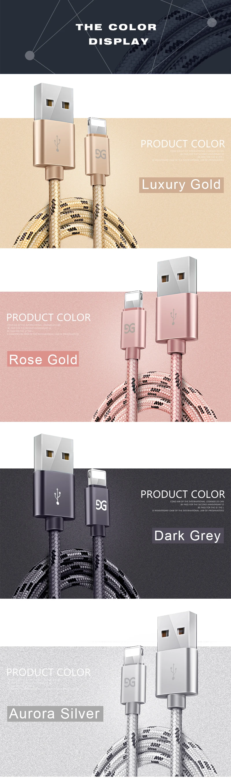 GUSGU USB кабель с нейлоновой оплеткой для iPhone X 8 8 Plus, кабель для быстрой зарядки для iPad, USB кабель для зарядки для iPhone 7 7s Plus 6 6s 5 SE