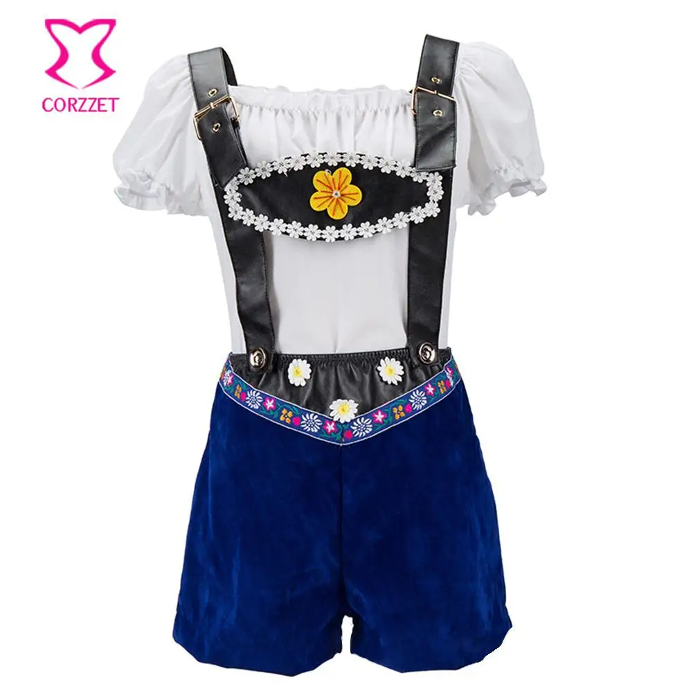 Women Oktoberfest Bib Pants Leather Sling High Waist Shorts Suit Halloween Costume Special Festival Bar Waitress |