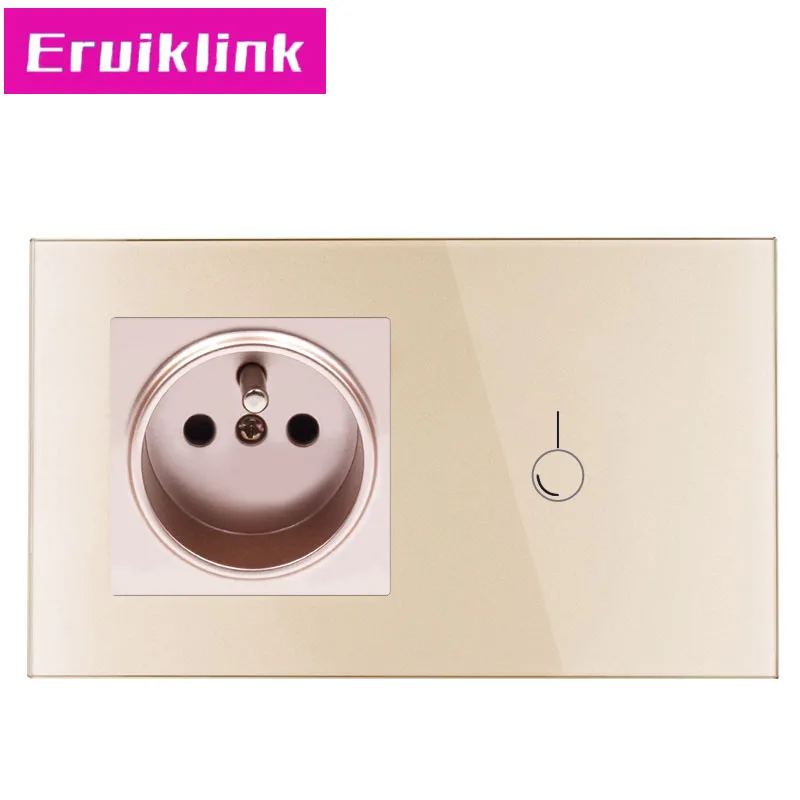 Eruiklink AC220 ~ 250 В белый кристалл стеклянная панель настенный выключатель света 16A