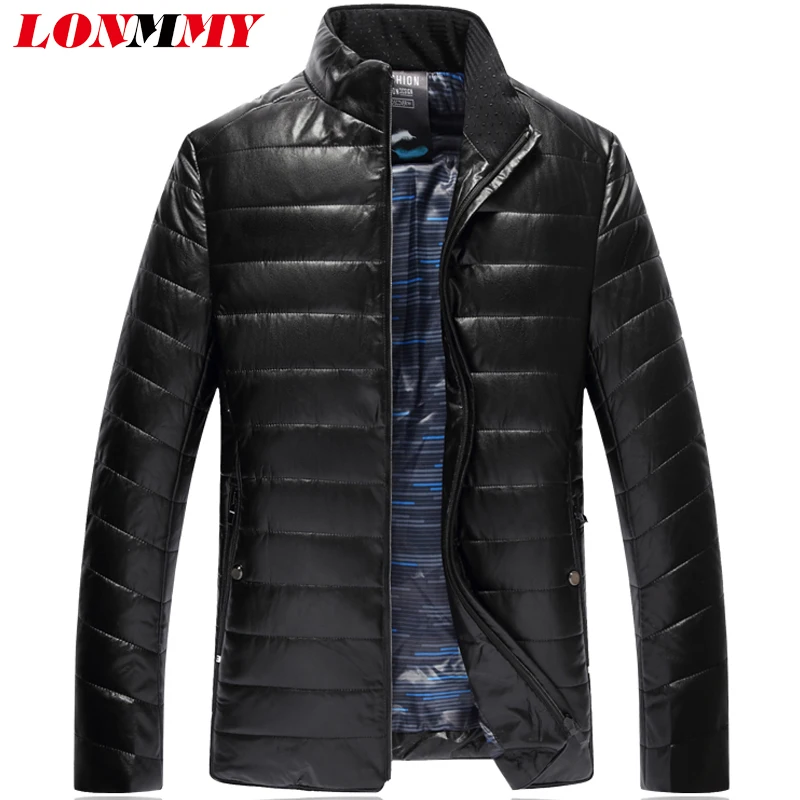 LONMMY 6XL 7XL 8XL замшевая куртка из искусственной кожи, мужская повседневная парка, мужские пальто, перо, хлопок, Утолщенные,, зимние мужские кожаные куртки