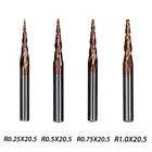 4 шт.лот 4 модели карбидная коническая Концевая фреза шаровая флейта длина 20,5 мм диаметр 4 мм серия HRC55