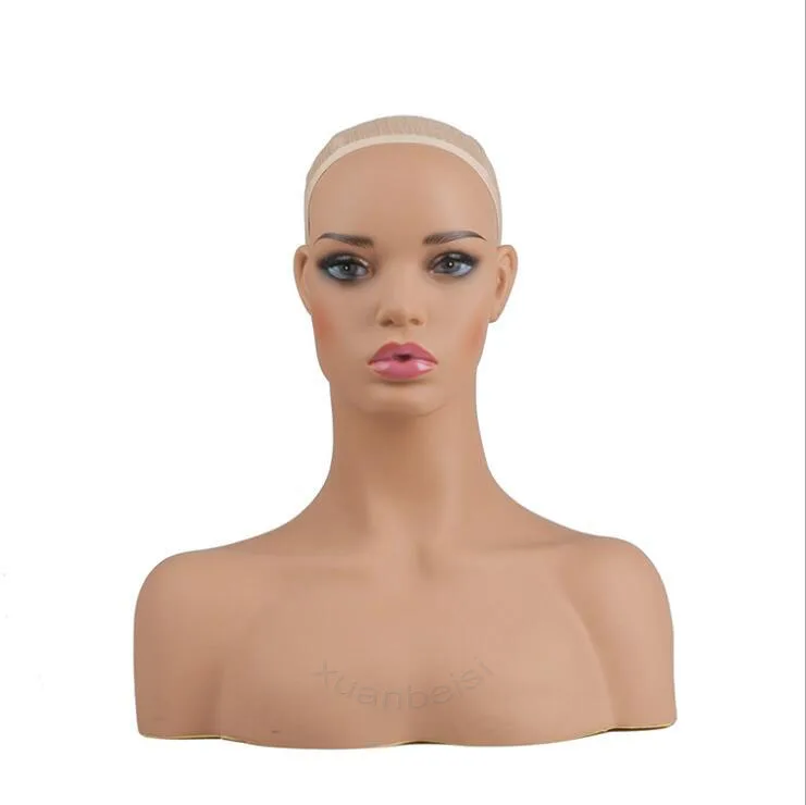 High Grade Female Realistic Fiberglass Mannequin Head Bust Sale For Wig Jewelry Hat Earring Display Nice Dummy Tete Mannequin enlarge