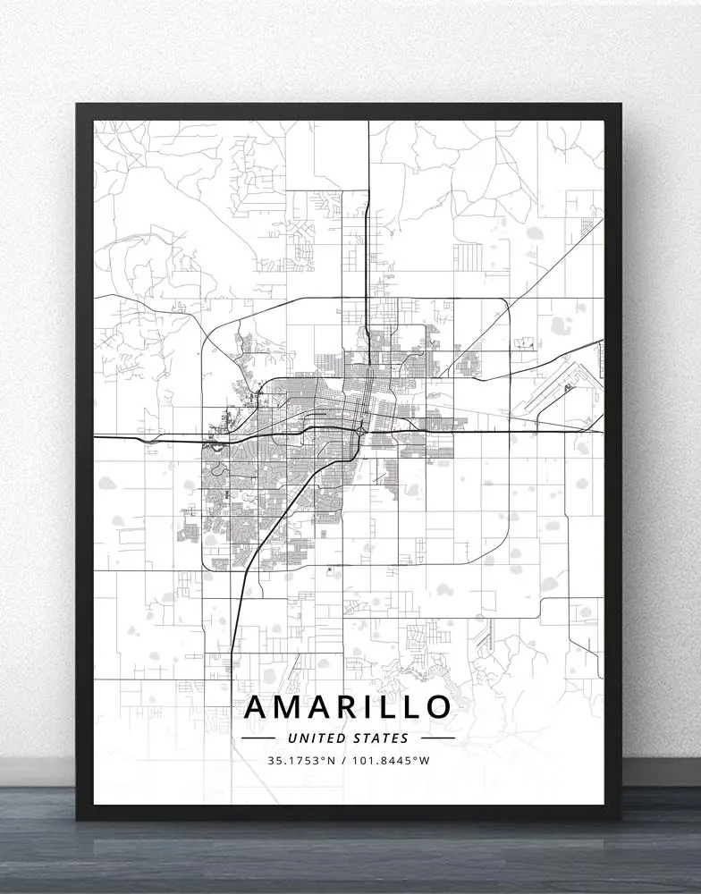 Плакат с картой США Остин Даллас Эль Пасо форт Ворт Хьюстон TX Техас|Рисование и