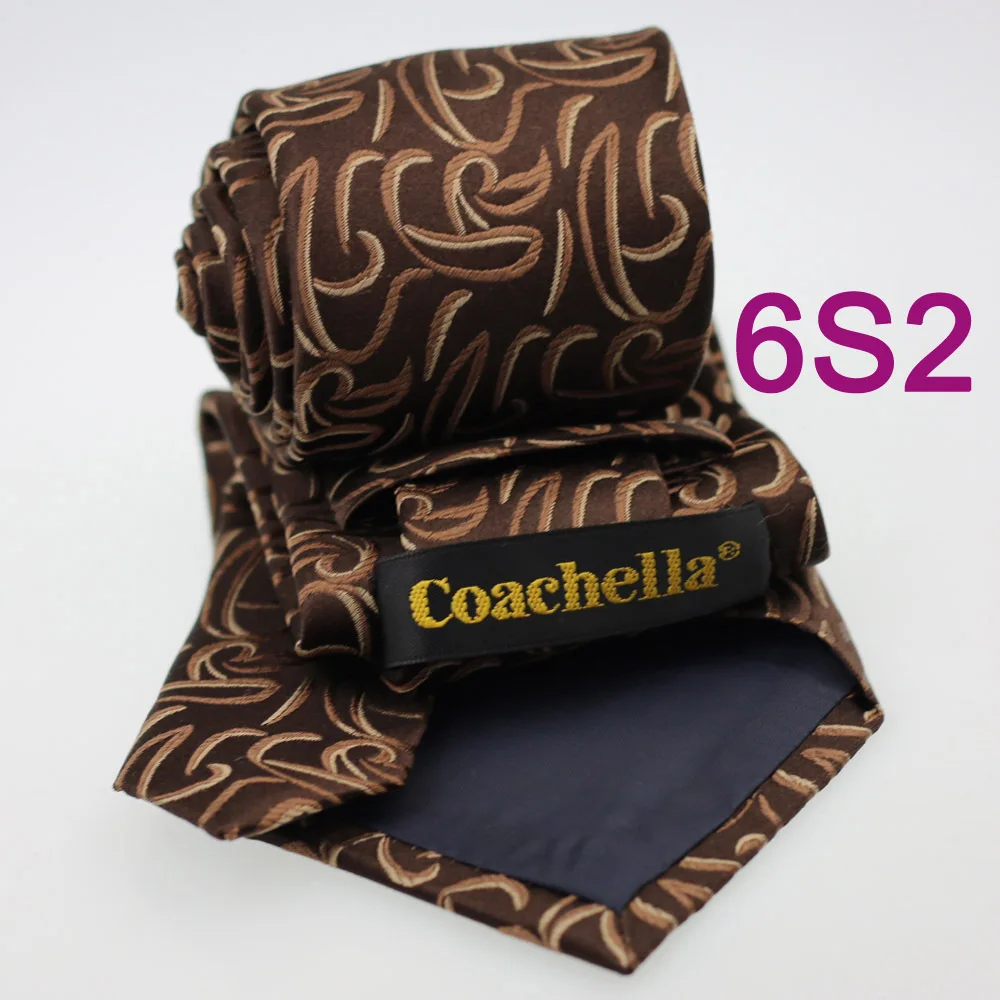 Coachella Men's ties 100% Pure Silk Tie Brown With Coffee Paisley Woven Necktie Formal Neck for dress shirts Wedding | Аксессуары