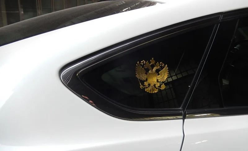 97 на 97 мм Герб России металлостикер наклейка на авто из металла для автомобиля русский орел герб на машину на стекло
