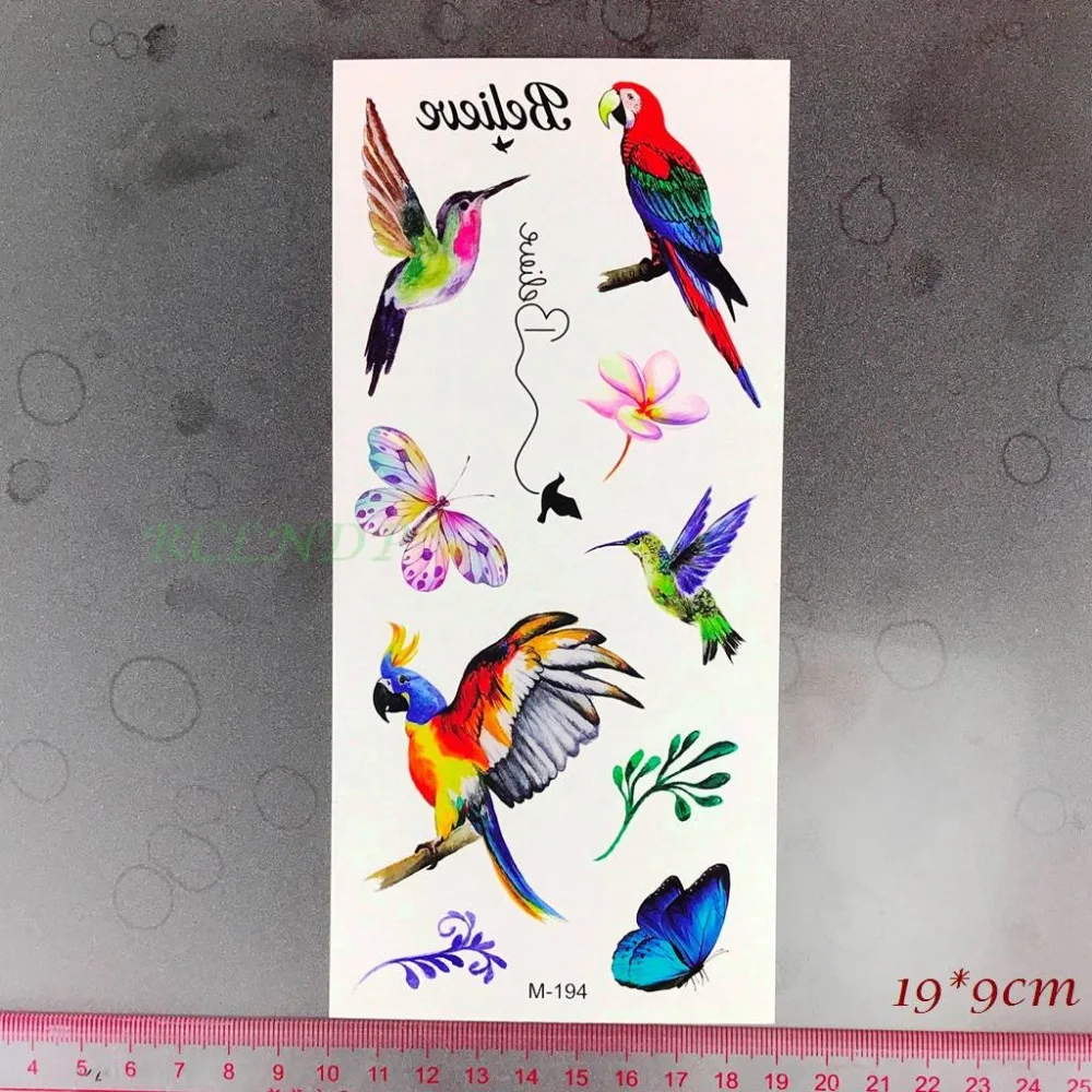 

Waterproof Temporary Tattoo Sticker colorful butterfly fly bird parrot hawk eagle tatto flash tatoo fake tattoo for girl kids 7