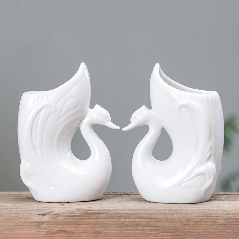 1 пара белых керамических лебедей цветочный горшок креативный плантатор для