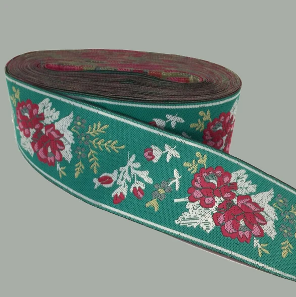 

ZAKKA зеленый пион дизайн тесьма 2 "5 см 6,5 м/лот высокое качество Национальный Ветер вышивка тканые жаккардовые ленты DIY аксессуары