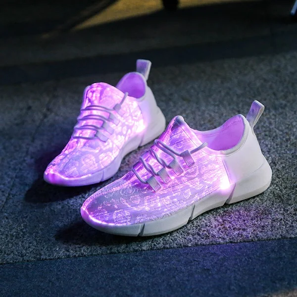 Strongshen/Новинка года; Размеры 26-44; usb зарядка; белая светодиодная детская обувь с подсветкой; Детские повседневные кроссовки для мальчиков и девочек; светящаяся обувь - Цвет: White