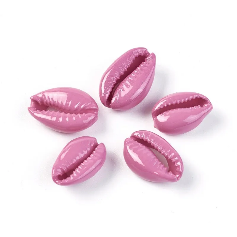 Pink 200 шт Разноцветные окрашенные бусины в виде раковины каури для изготовления ювелирных изделий Подвески в виде морской раковины и бусины с дырочками F60 - Цвет: Pink