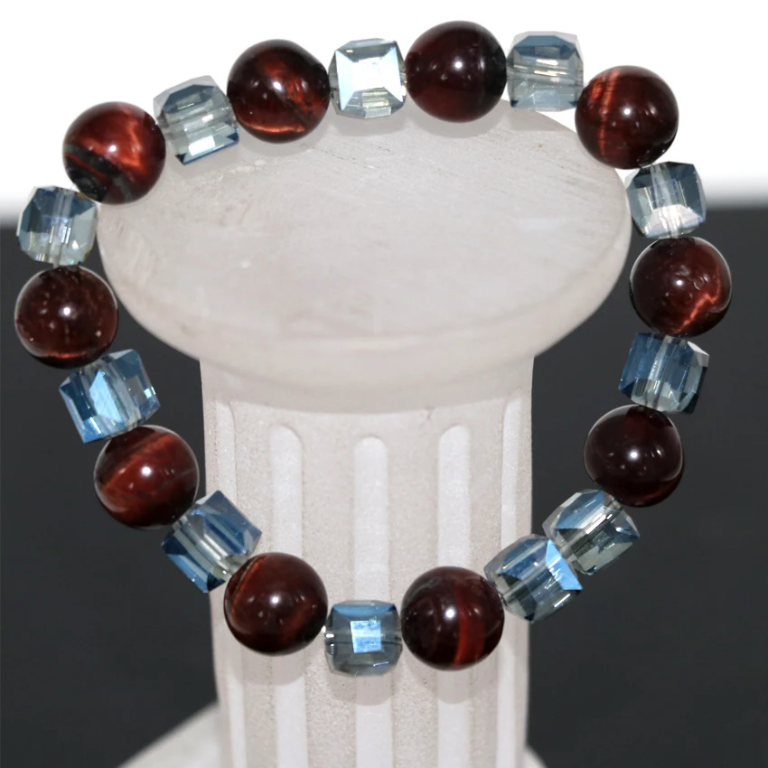 Оптовая цена натуральный красный тигр глаз камень браслеты 10 мм Круглые бусины 8