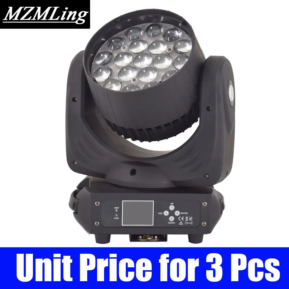 Unit Price for 3 Pcs 19x15 Вт светодиодный RGBW 4в1 светильник для мытья/масштабирования с кольцевым управлением DMX512 светильник с подвижной головкой Профессиональный DJ/бар/вечерние/шоу/сценический светильник - Цвет: Unit Price for 3 Pcs