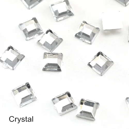Crystal 100 квадратная форма pcs акриловый лак для ногтей Non-стразы с плоским основанием, серебряное дно с украшением в виде кристаллов на клейкой основе, стразы для рукоделия и декорирования ногтей искусство B1171 - Цвет: Crystal